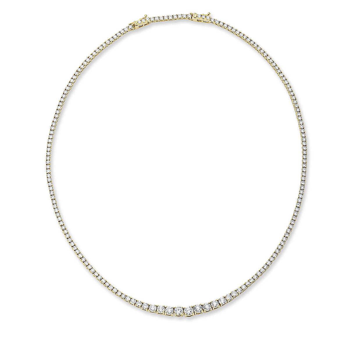 Tenniscollier  18kt Gelbgold mit ZÖ 42 cm mit 8,36ct Diamanten
