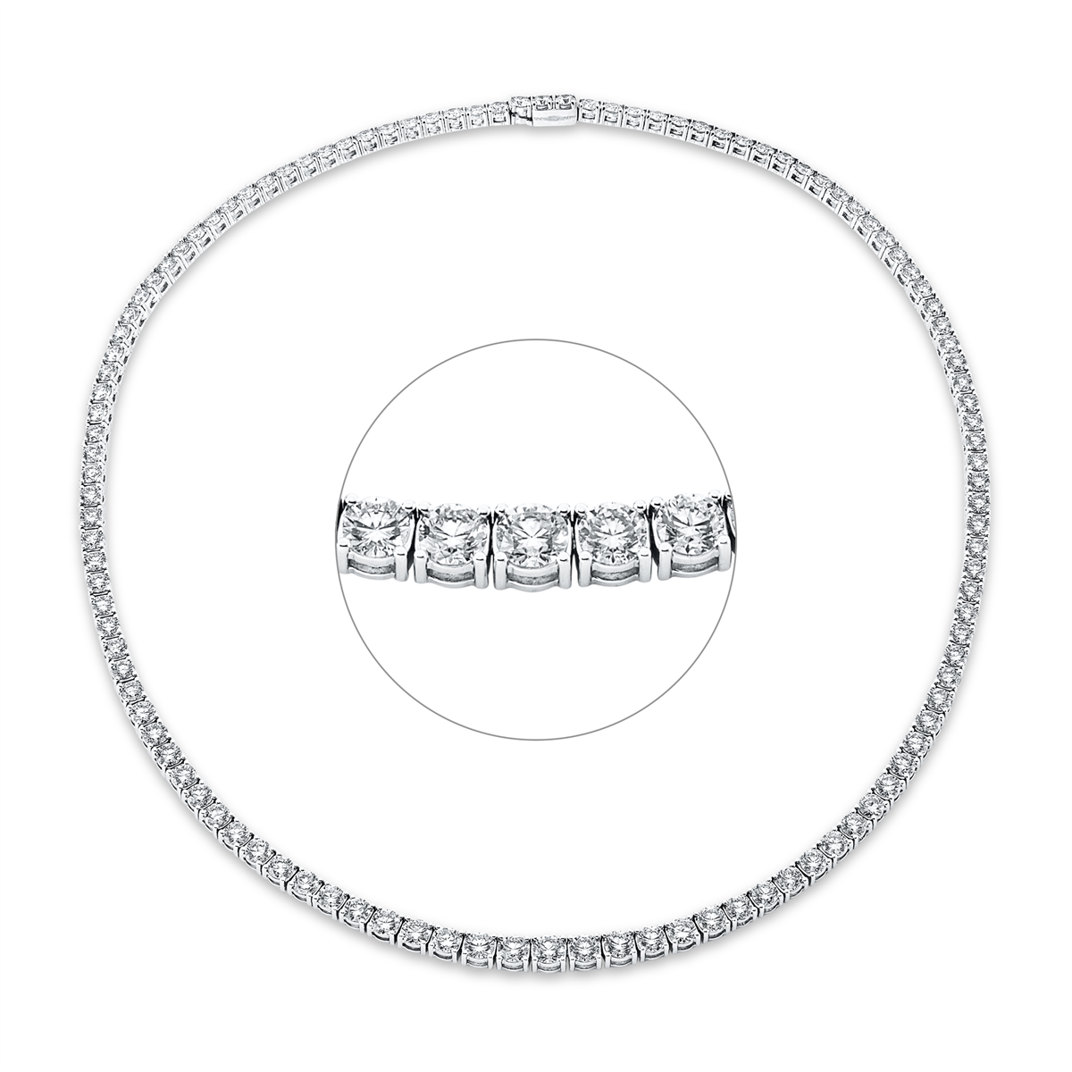 Tenniscollier  18kt Weißgold gradual mit 17,07ct Diamanten