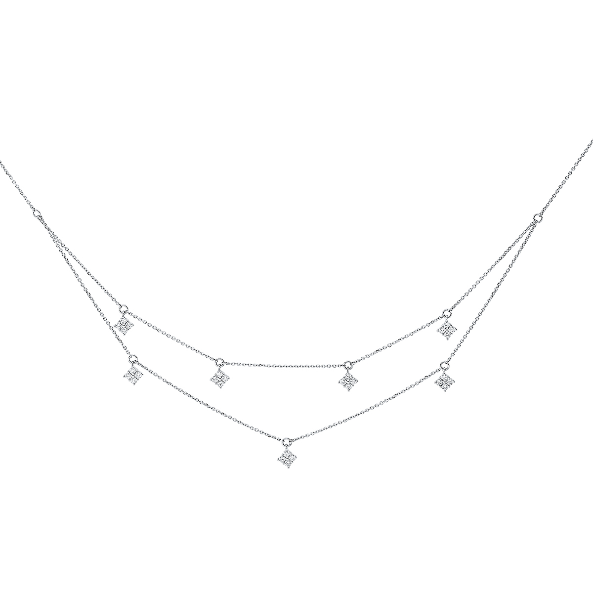 Collier 18 kt WG, mit ZÖ 42cm, 43cm, 44cm