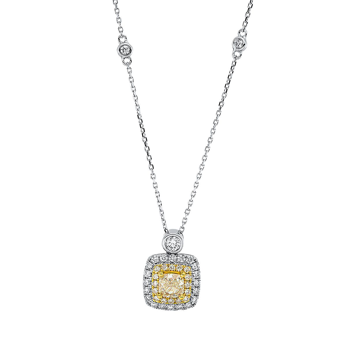 Collier 4er-Krappe 18kt Weißgold / Gelbgold mit ZÖ 40 cm + 43 cm mit 1,25ct Diamanten