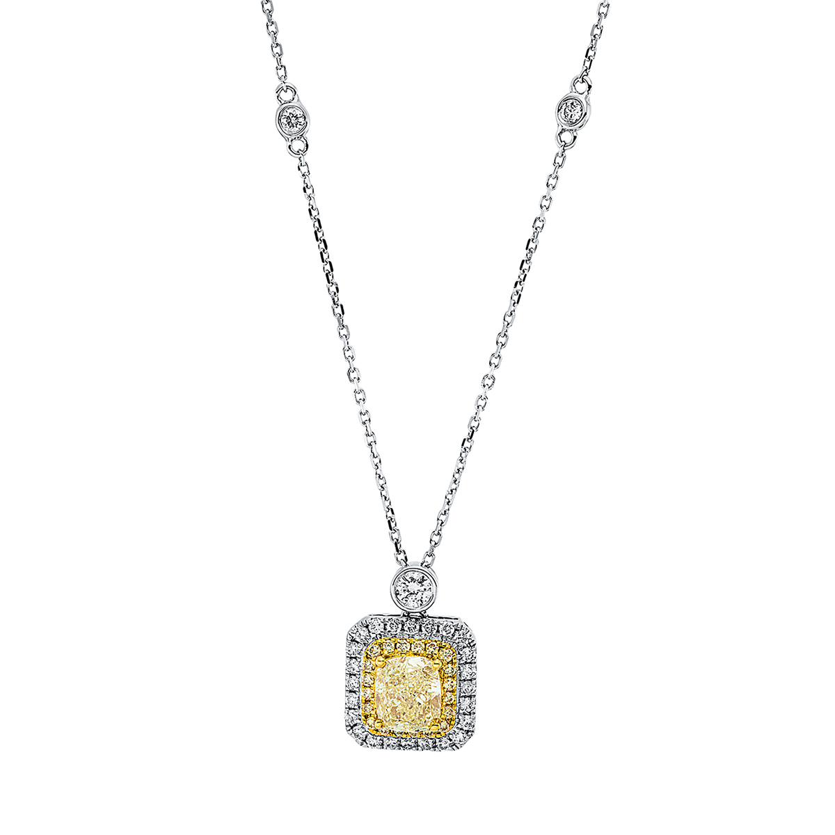 Collier  18kt Weißgold / Gelbgold mit ZÖ 40 cm + 43 cm mit 1,52ct Diamanten