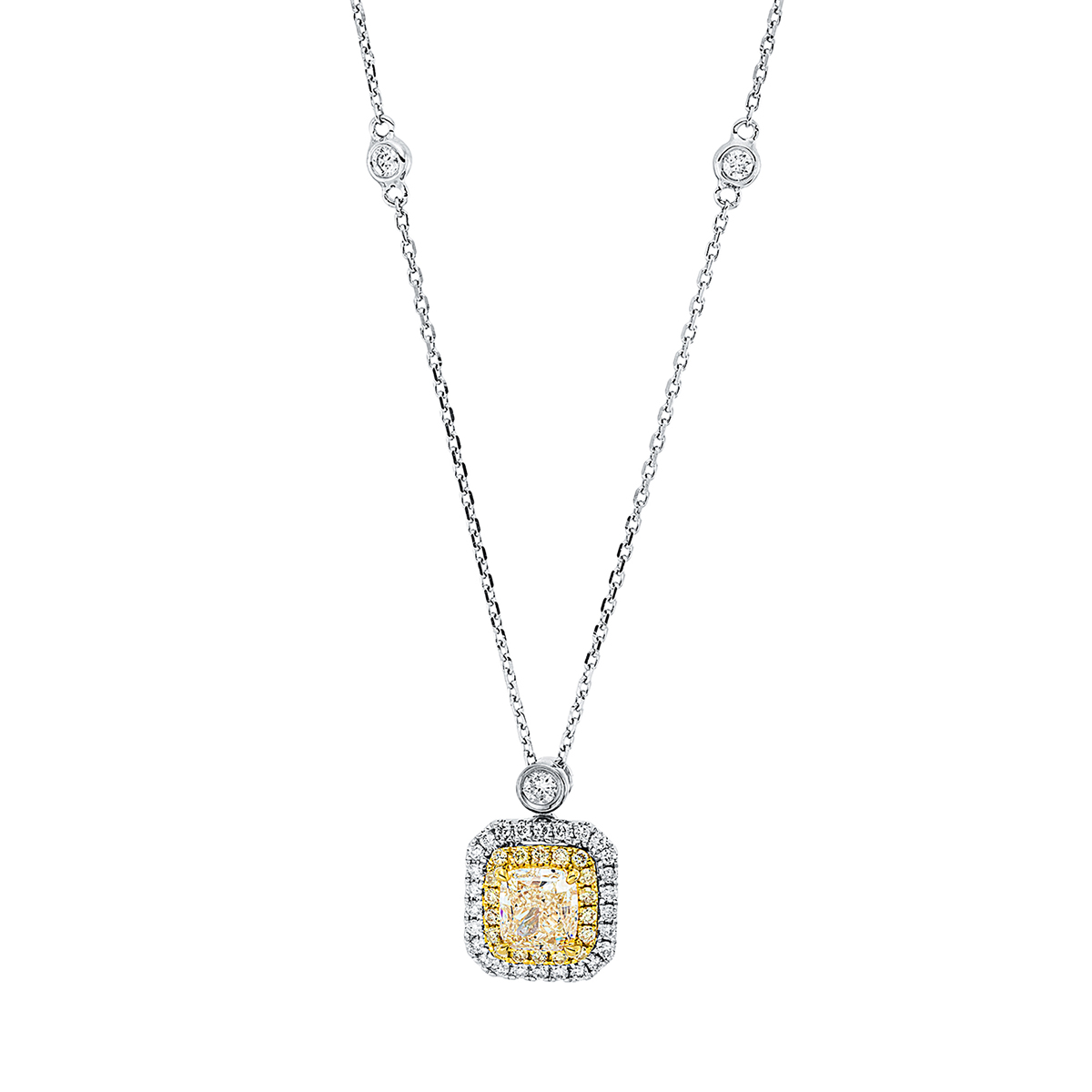 Collier  18kt Weißgold / Gelbgold GIA6421181534 mit 1,35ct Diamanten