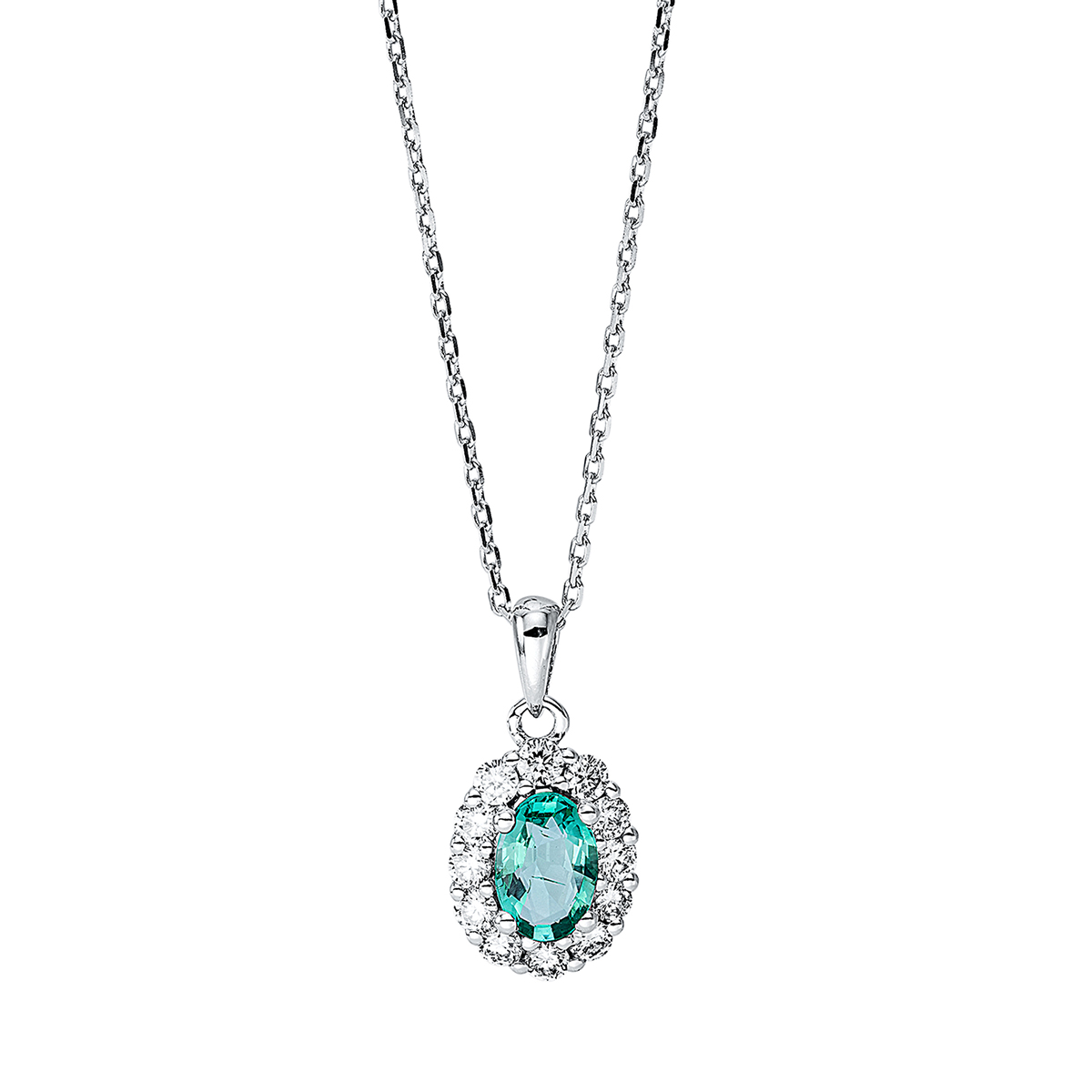 Collier 18 kt WG, mit ZÖ 40 cm + 42 cm