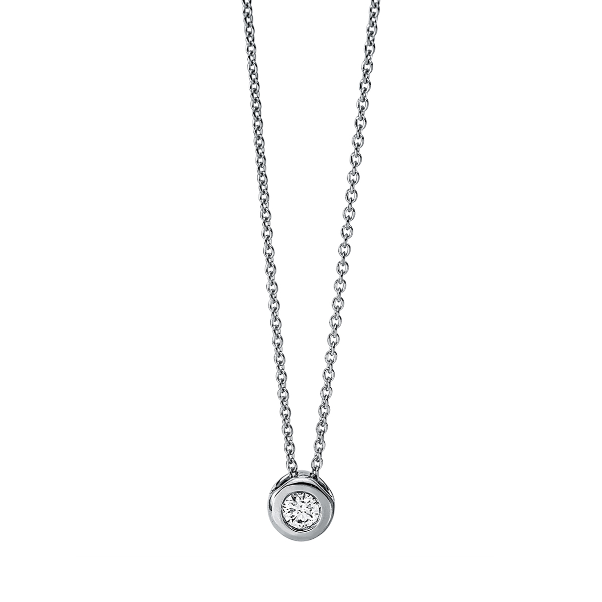 Solitaire Collier Zarge 18kt Weißgold mit 0,10ct Diamanten