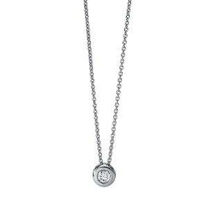 Solitaire Collier Zarge 18kt Weißgold mit 0,10ct Diamanten