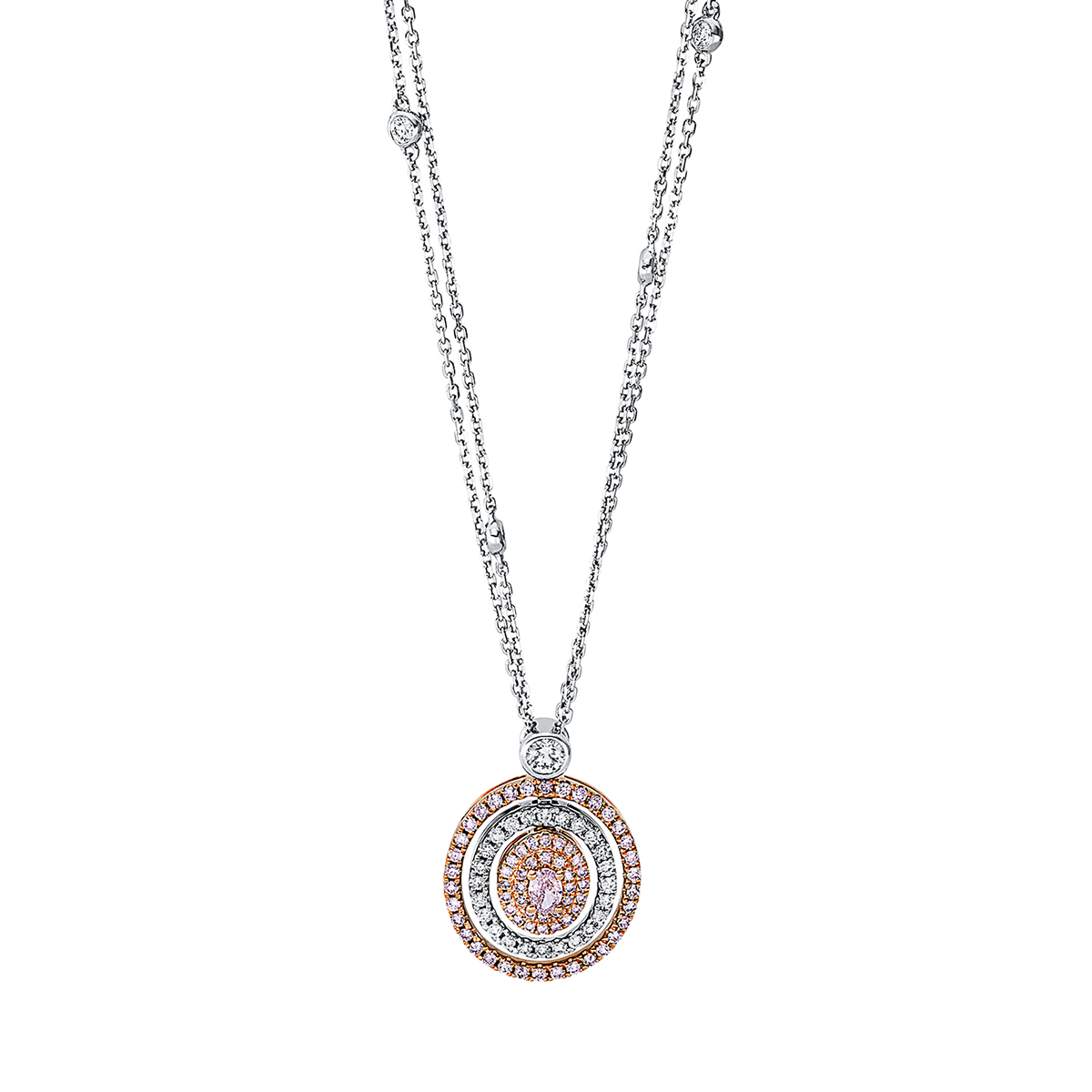 Collier 18 kt WG+RG, mit ZÖ 40 cm + 43 cm