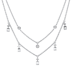 Collier 18 kt WG, mit ZÖ 40 cm + 43 cm