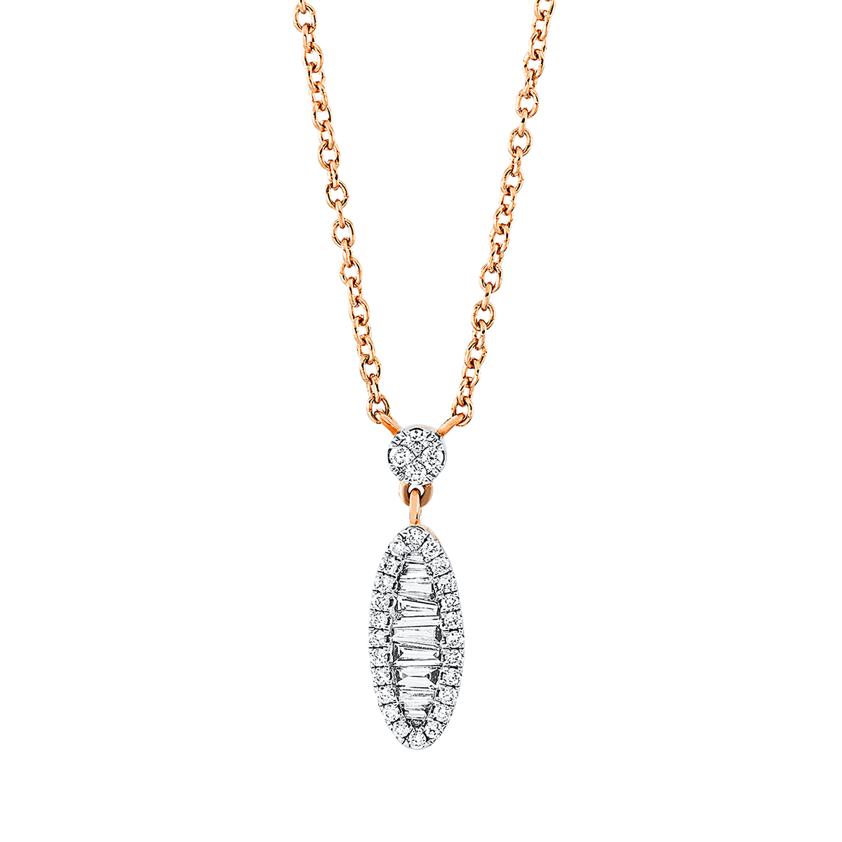 Collier 18 kt RG, mit ZÖ 40 cm + 43 cm