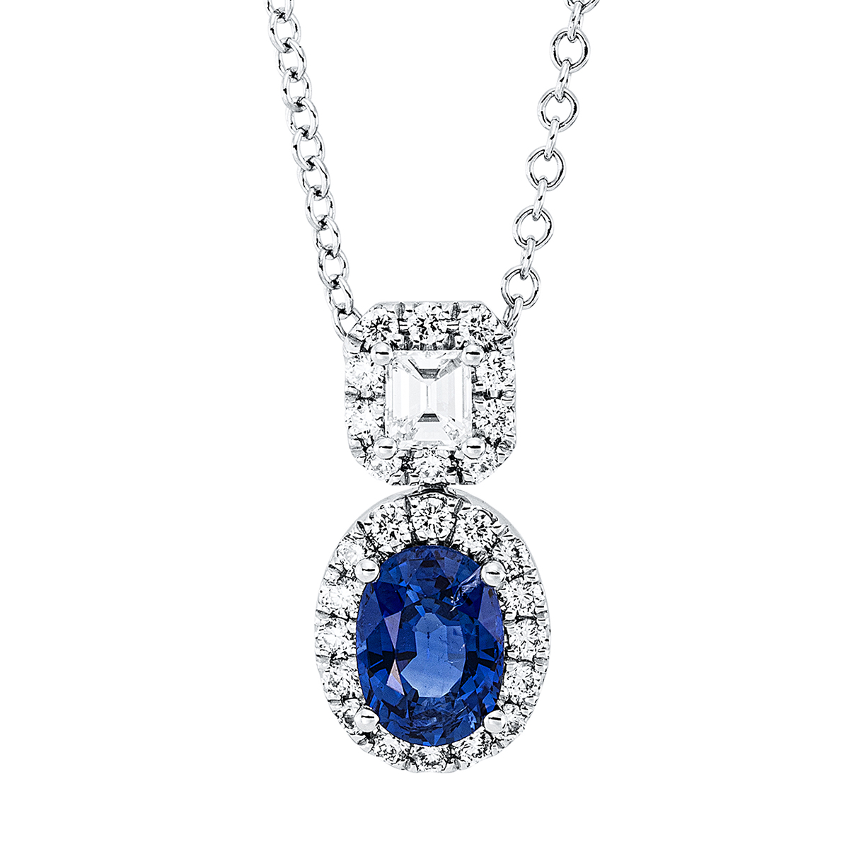 Collier 18 kt WG, mit ZÖ 40,6 cm