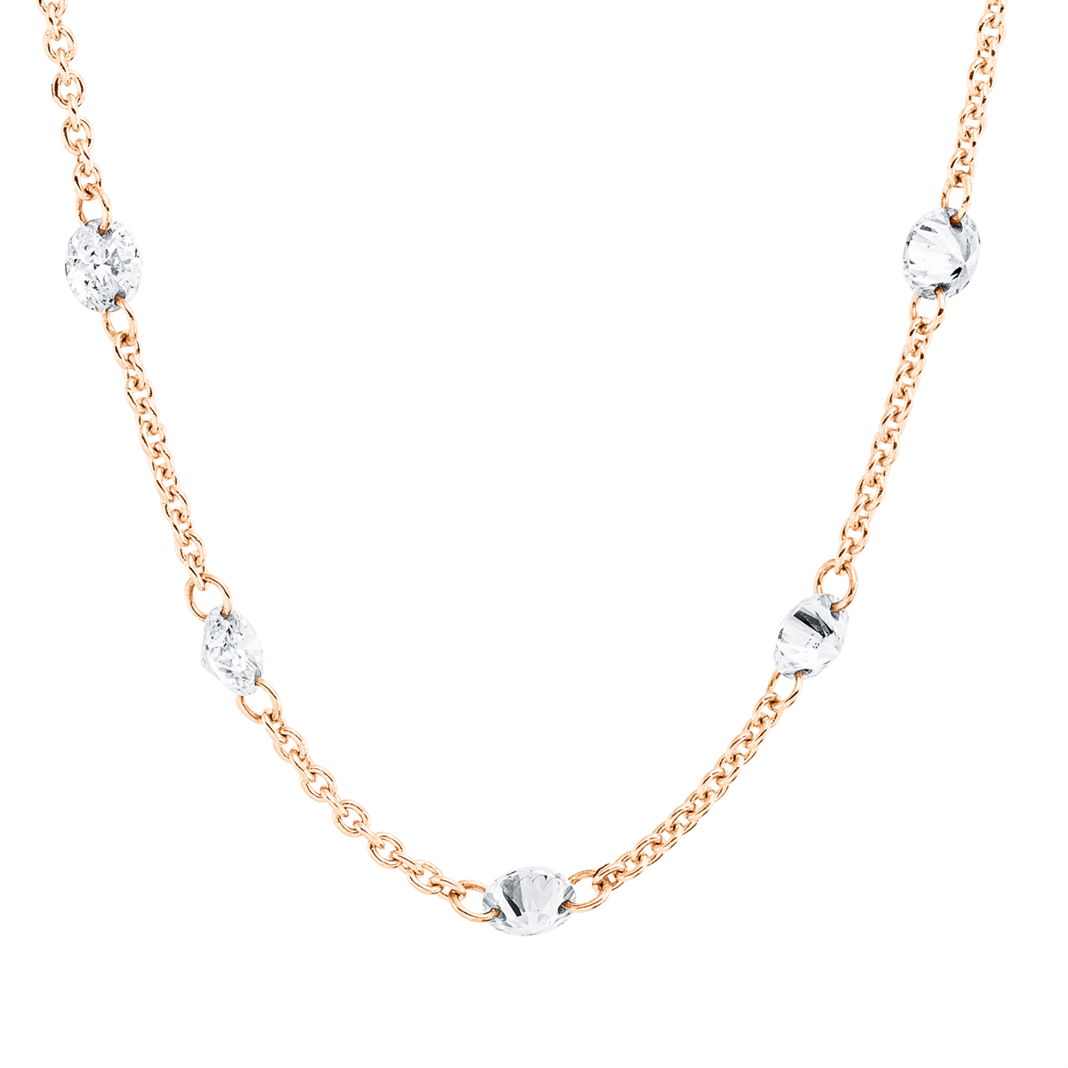 Collier 18 kt RG, mit ZÖ 40,6+ 42+43,2 cm