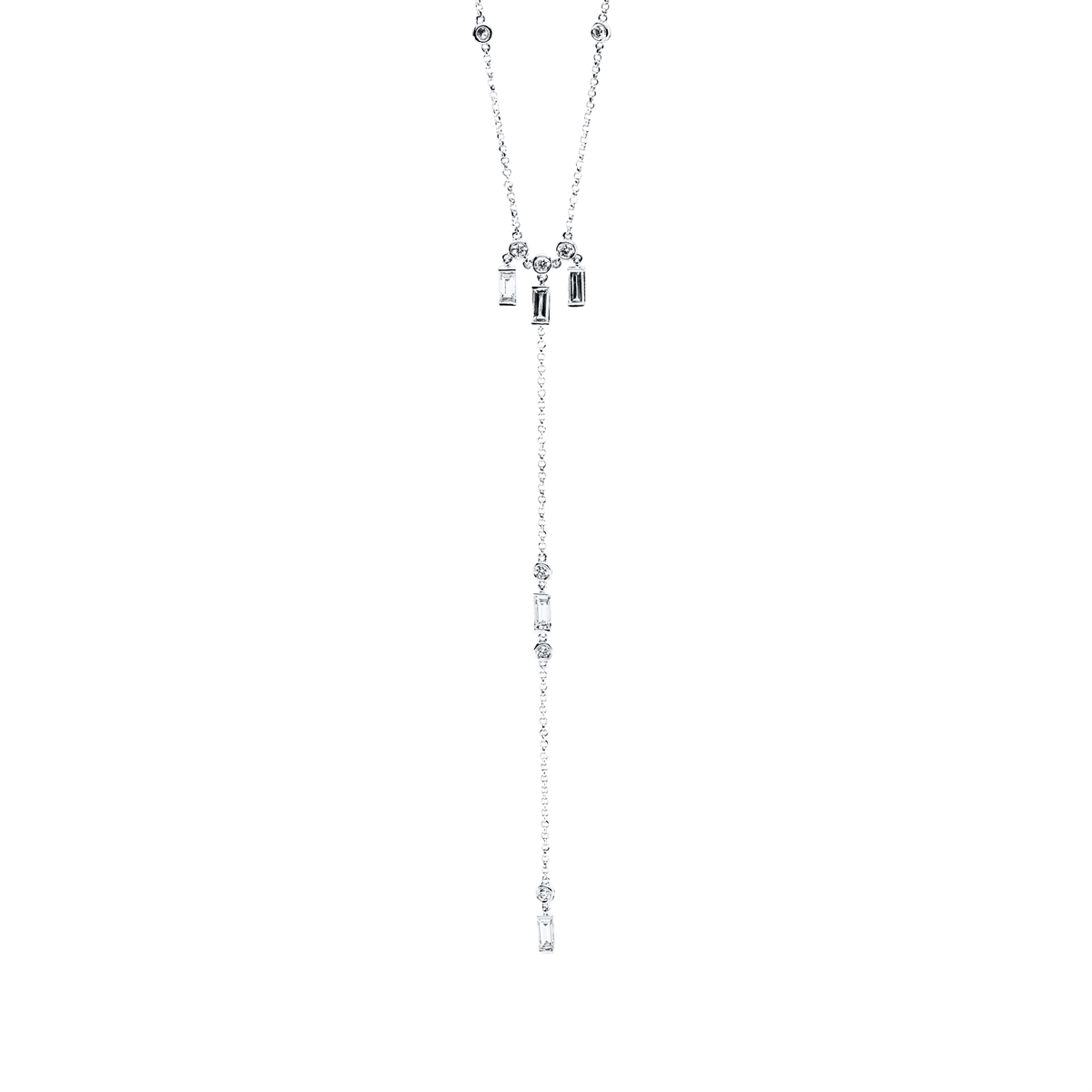 Collier 18 kt WG, mit ZÖ 46 cm, 48 cm