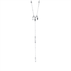 Collier 18 kt WG, mit ZÖ 46 cm, 48 cm