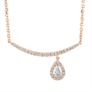 Collier 18 kt RG Tropfen, Fassung rhodiniert