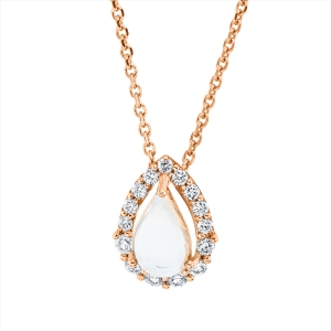 Collier 18 kt RG Tropfen, mit ZÖ 42 cm