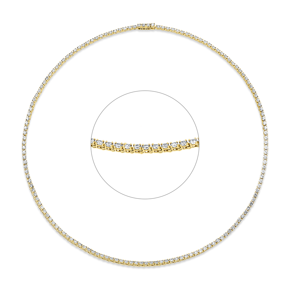 Tenniscollier 4er-Krappe 18kt Gelbgold mit 7,53ct Diamanten