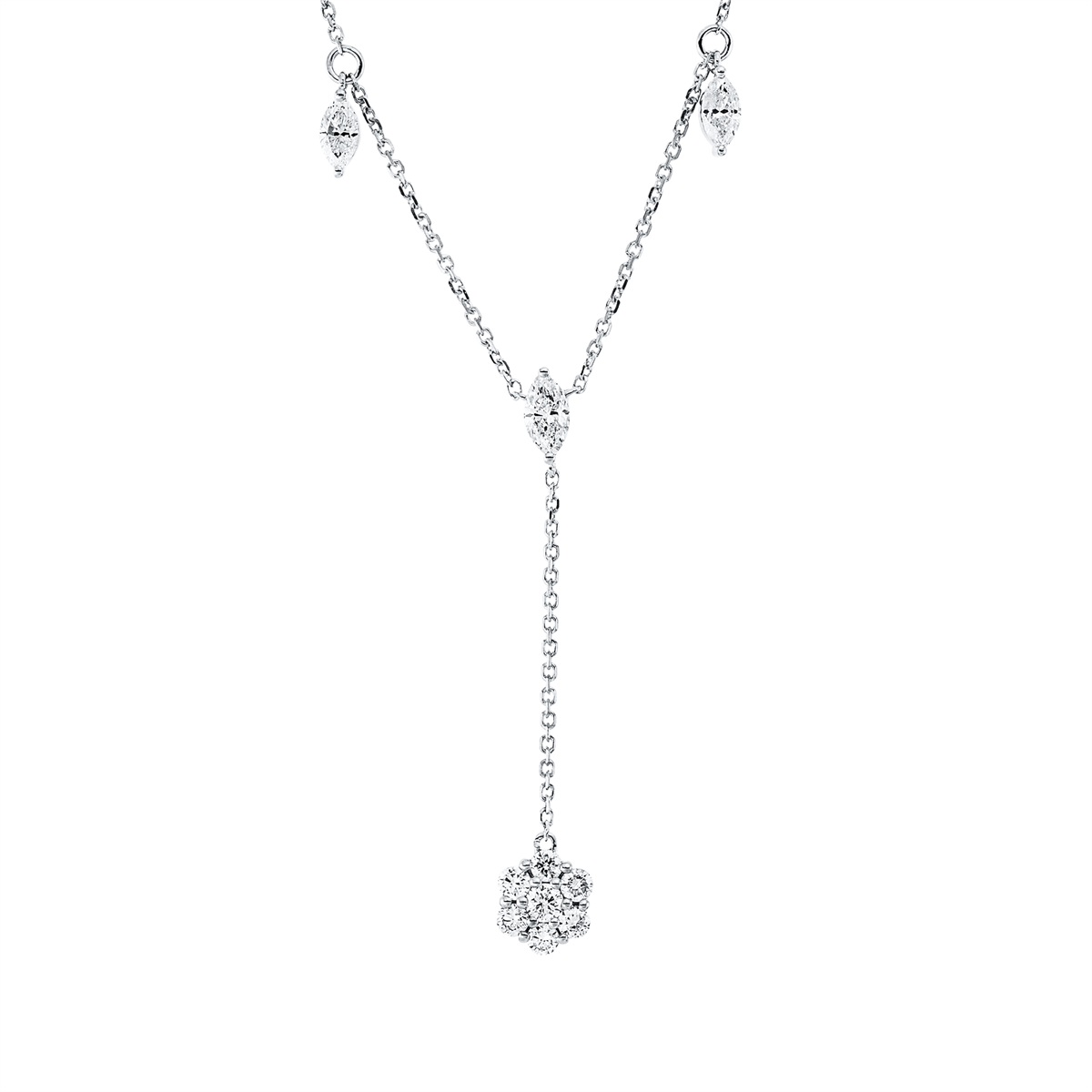 Collier 18 kt WG, mit ZÖ 42,43,44cm
