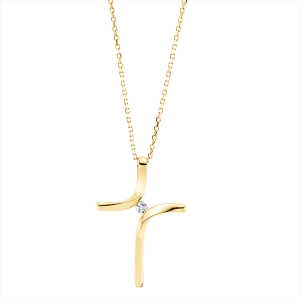 Collier 14 kt GG Kreuz, mit Öse
