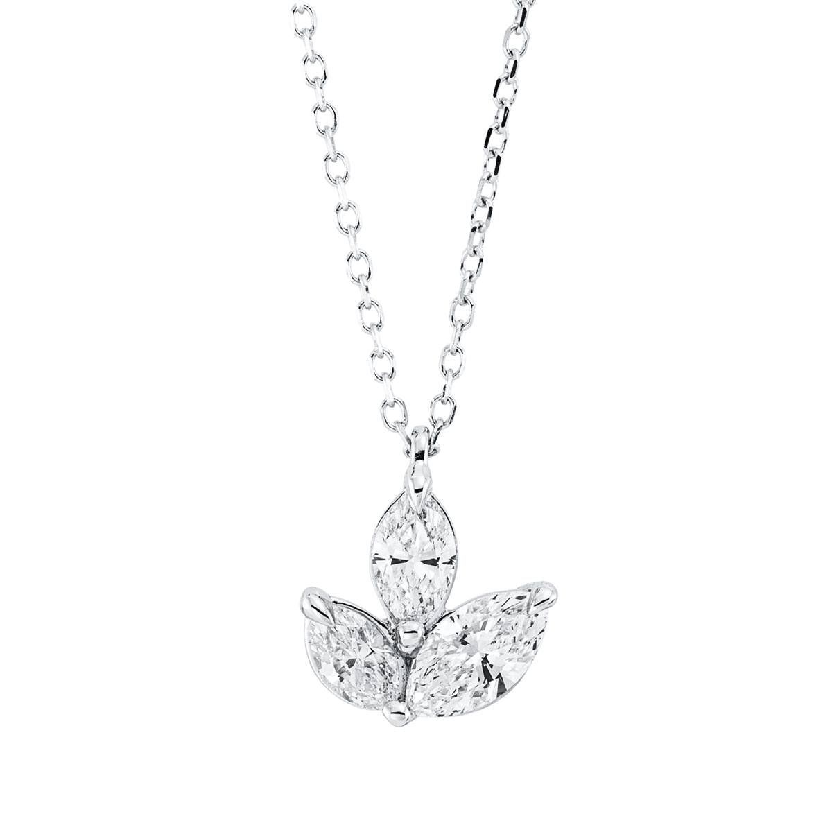 Collier 18 kt WG, mit ZÖ 40 cm + 42 cm