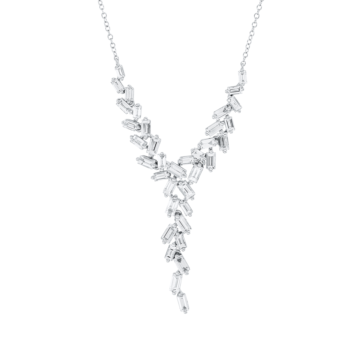 Collier 18 kt WG, mit ZÖ 40 cm + 43 cm