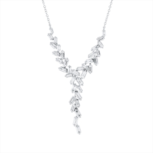 Collier 18 kt WG, mit ZÖ 40 cm + 43 cm