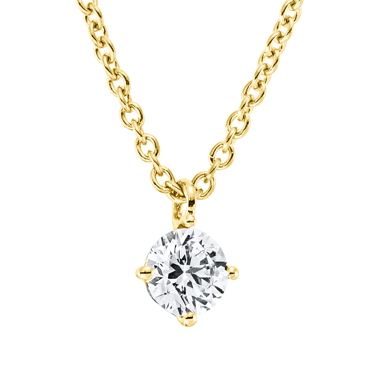 Solitaire Collier  18kt Gelbgold mit ZÖ 42 cm mit 0,15ct Diamanten