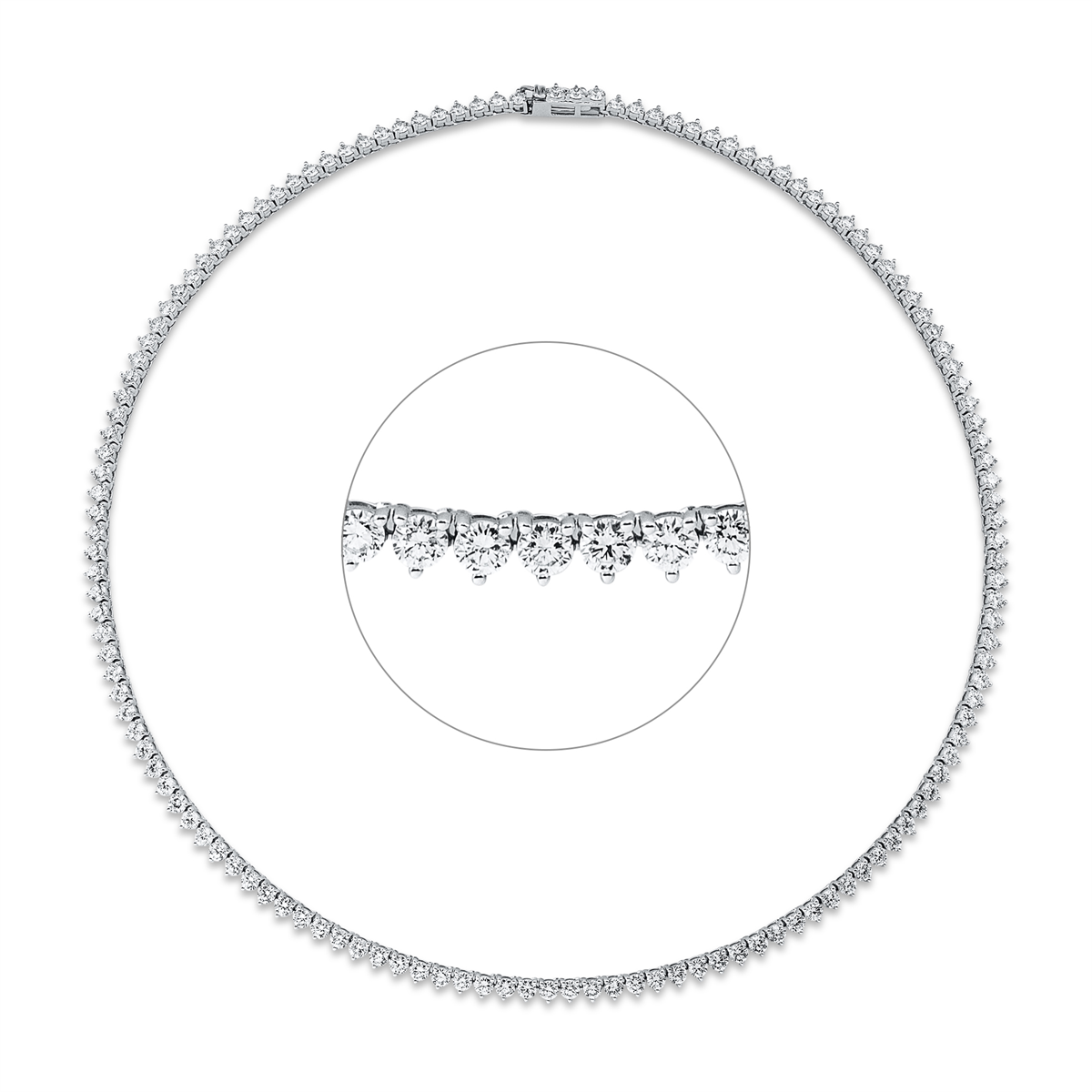 Tenniscollier 3er-Krappe 18kt Weißgold mit 11,17ct Diamanten