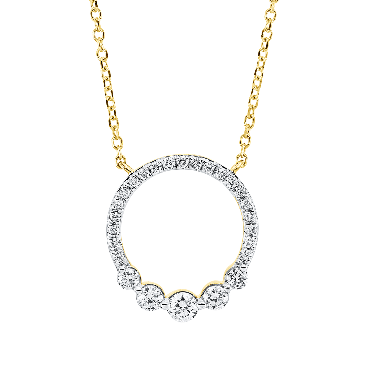 Collier 18 kt GG Kreis, mit ZÖ 42 cm, Fassung rhodiniert