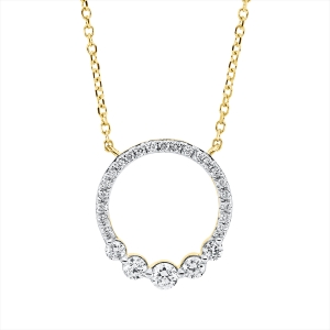 Collier 18 kt GG Kreis, mit ZÖ 42 cm, Fassung rhodiniert