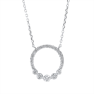 Collier 18 kt GG Kreis, mit ZÖ 42 cm, Fassung rhodiniert