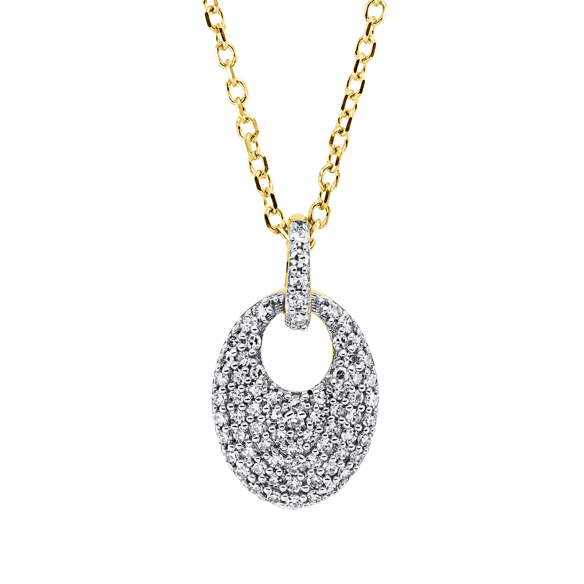 Collier 18 kt GG mit ZÖ 42 cm, Fassung rhodiniert