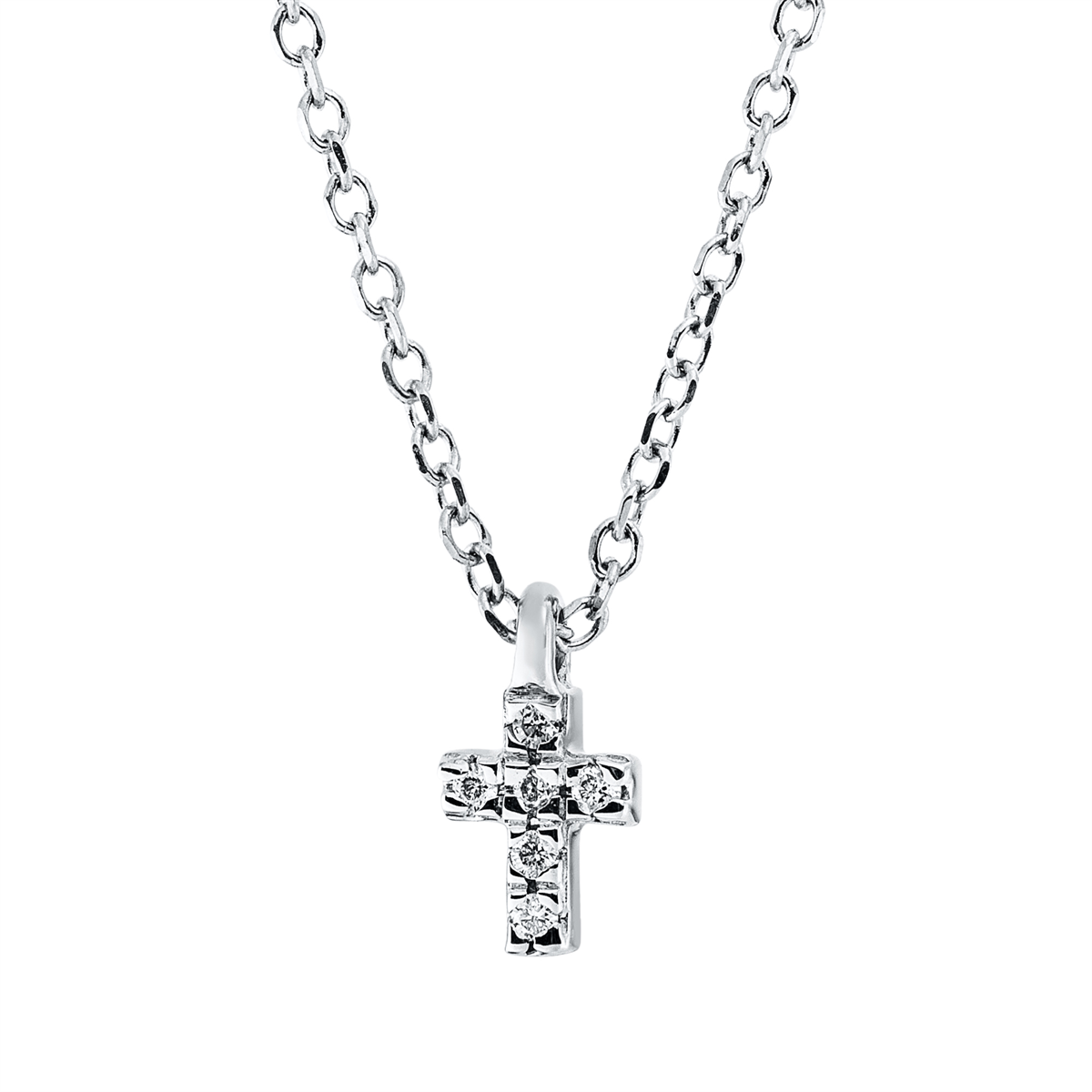 Collier 18 kt WG Kreuz, mit ZÖ 42 cm