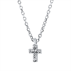 Collier 18 kt WG Kreuz, mit ZÖ 42 cm