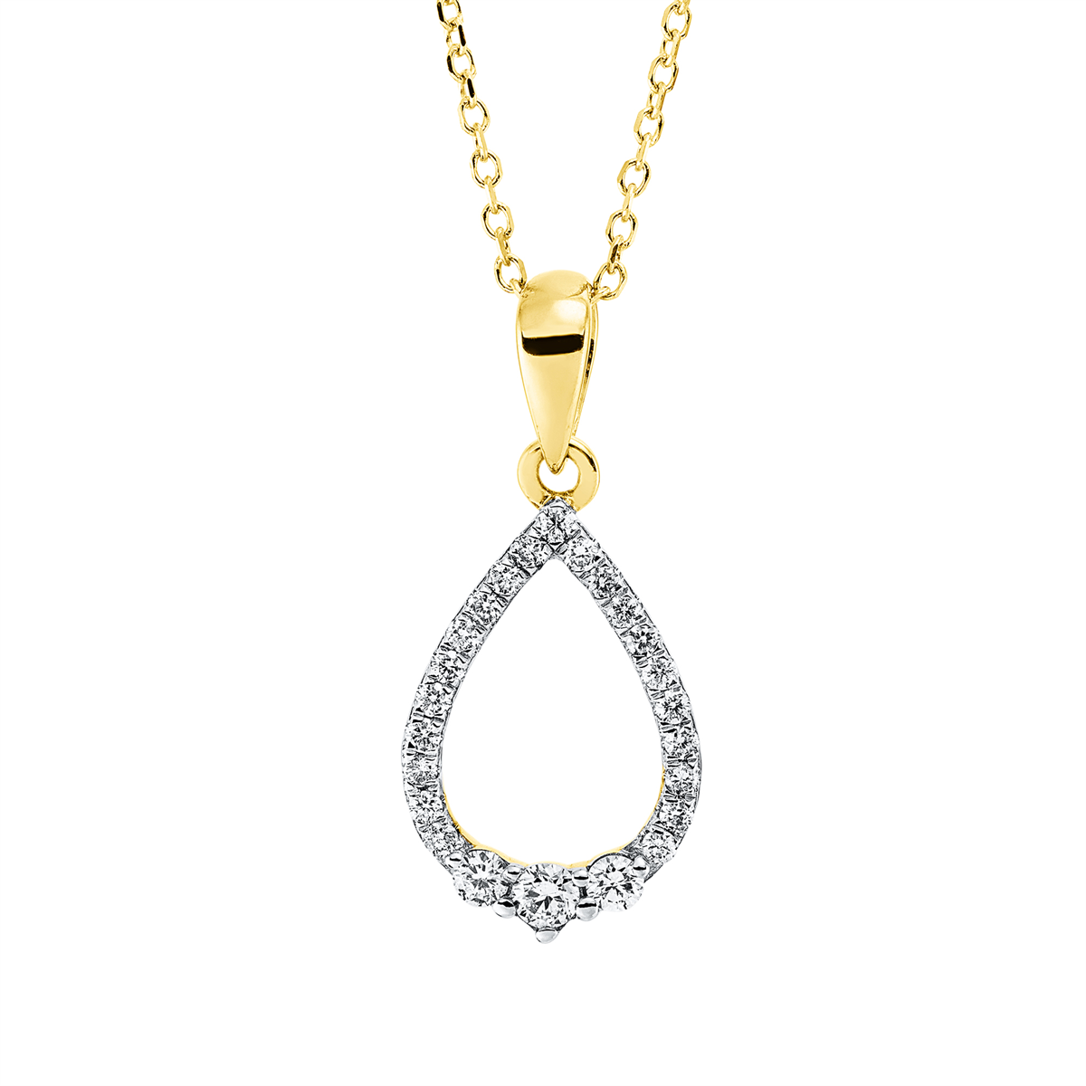 Collier 14 kt GG Tropfen, mit ZÖ 42 cm, Fassung rhodiniert
