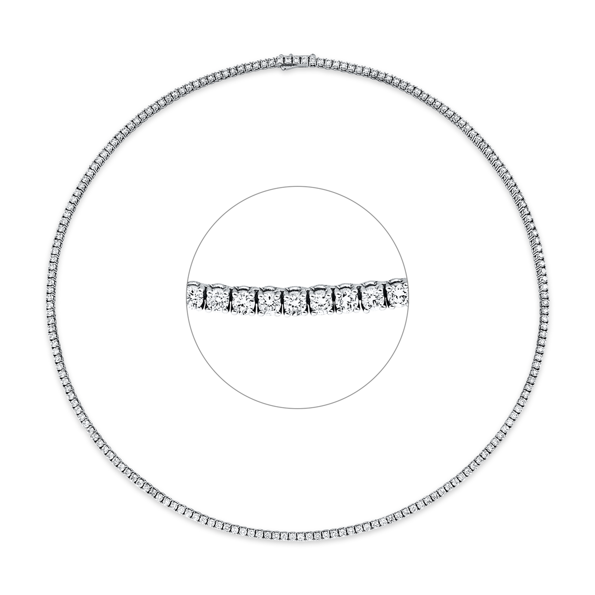 Tenniscollier  18kt Weißgold mit 6,62ct Diamanten
