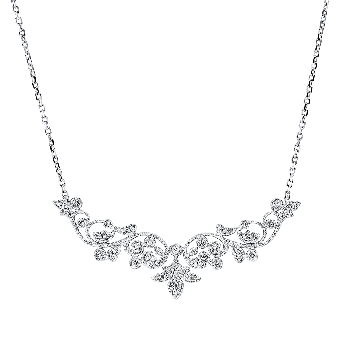 Collier 18 kt WG, mit ZÖ 40 cm + 43 cm