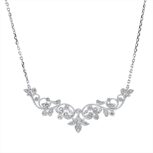 Collier 18 kt WG, mit ZÖ 40 cm + 43 cm