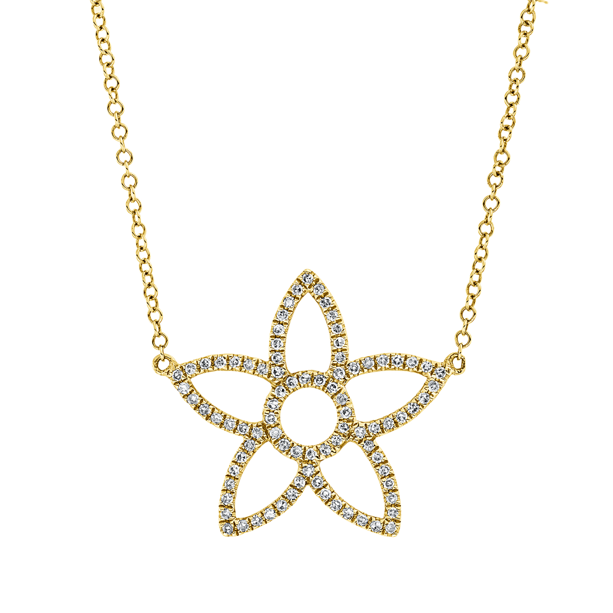 Collier 14 kt GG Blume/Blumen, mit ZÖ 40 cm + 43 cm