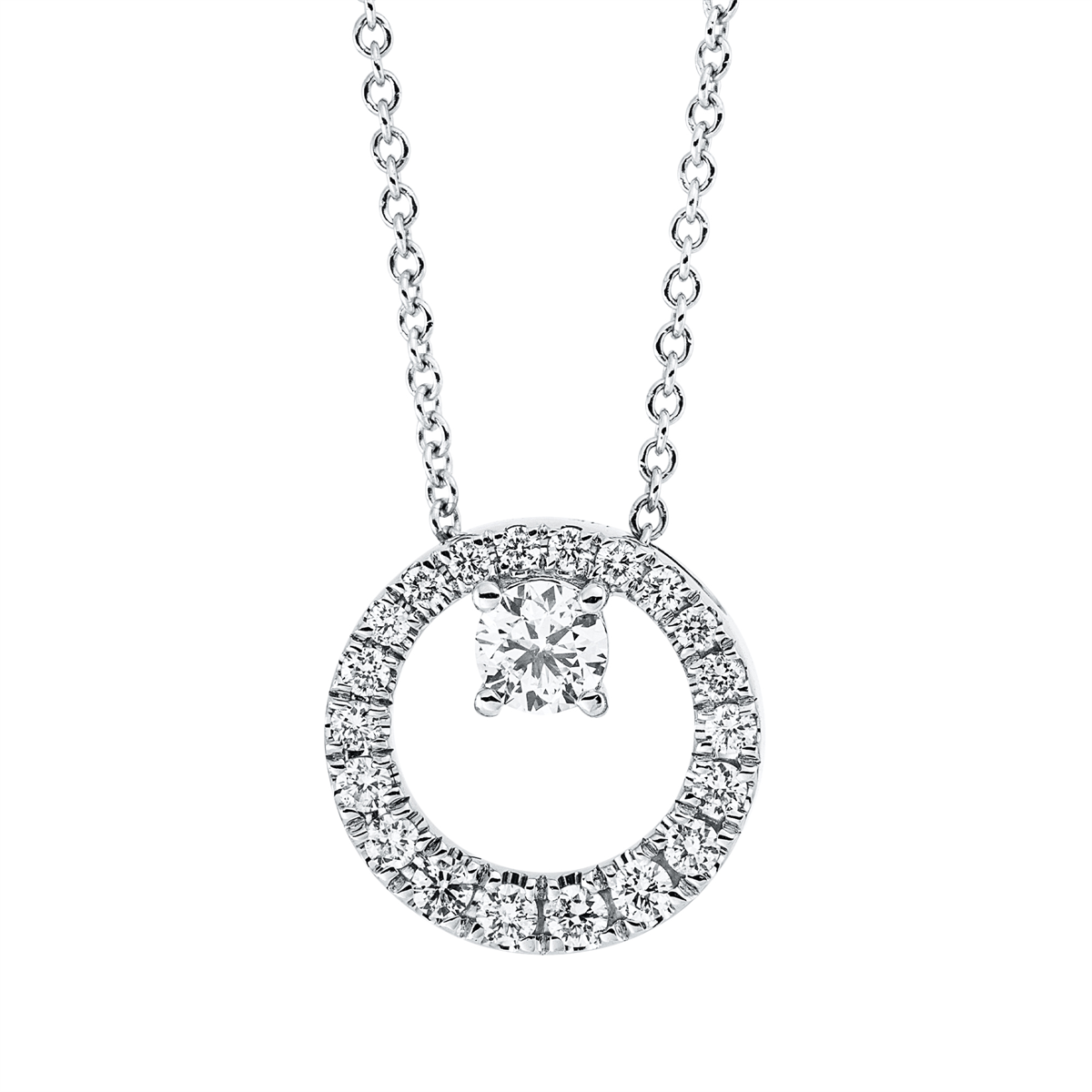 Collier 14 kt WG, mit ZÖ 43 cm