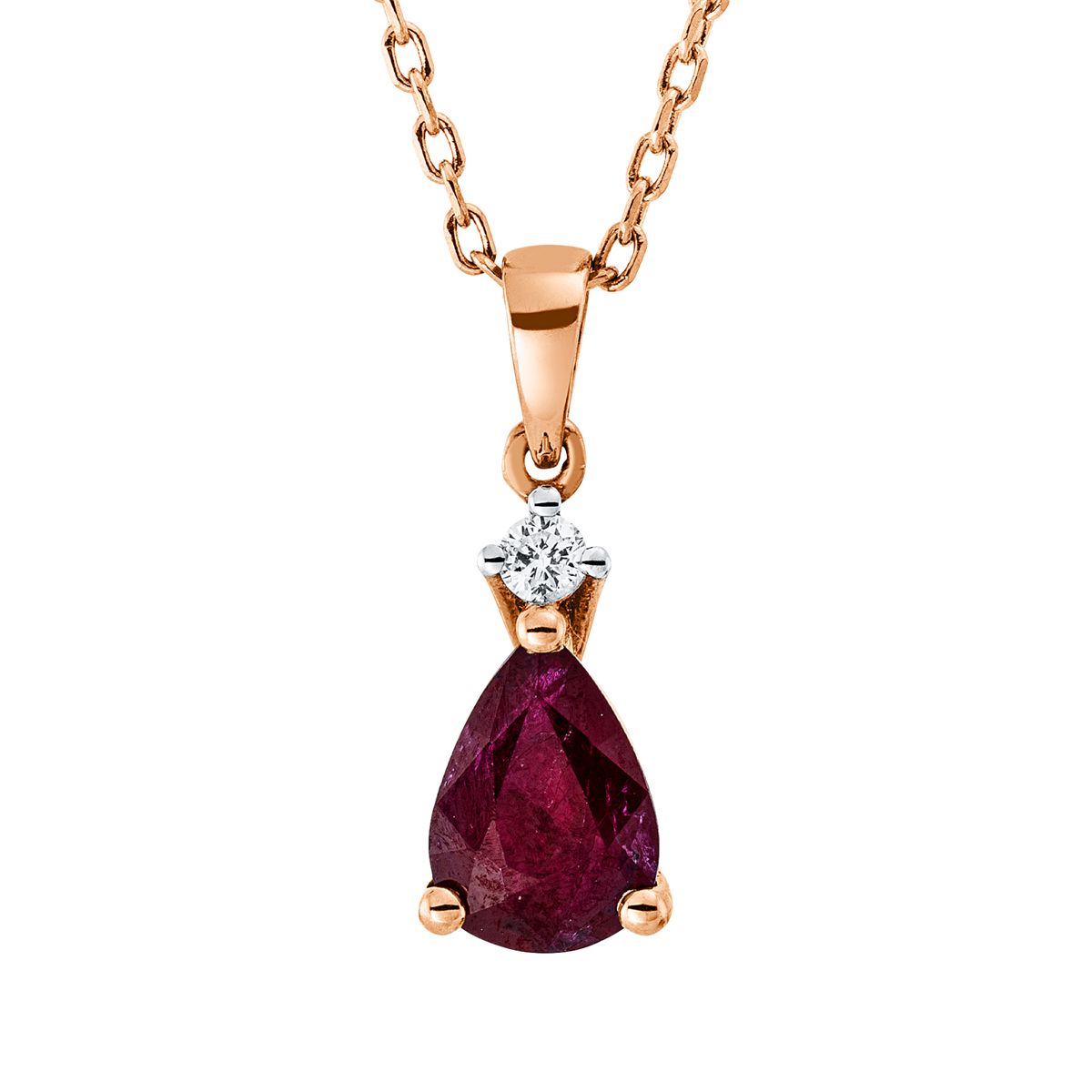 Collier 3er-Krappe 18 kt RG Tropfen, mit Öse
