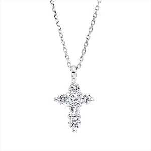 Collier 14 kt WG Kreuz, mit Öse