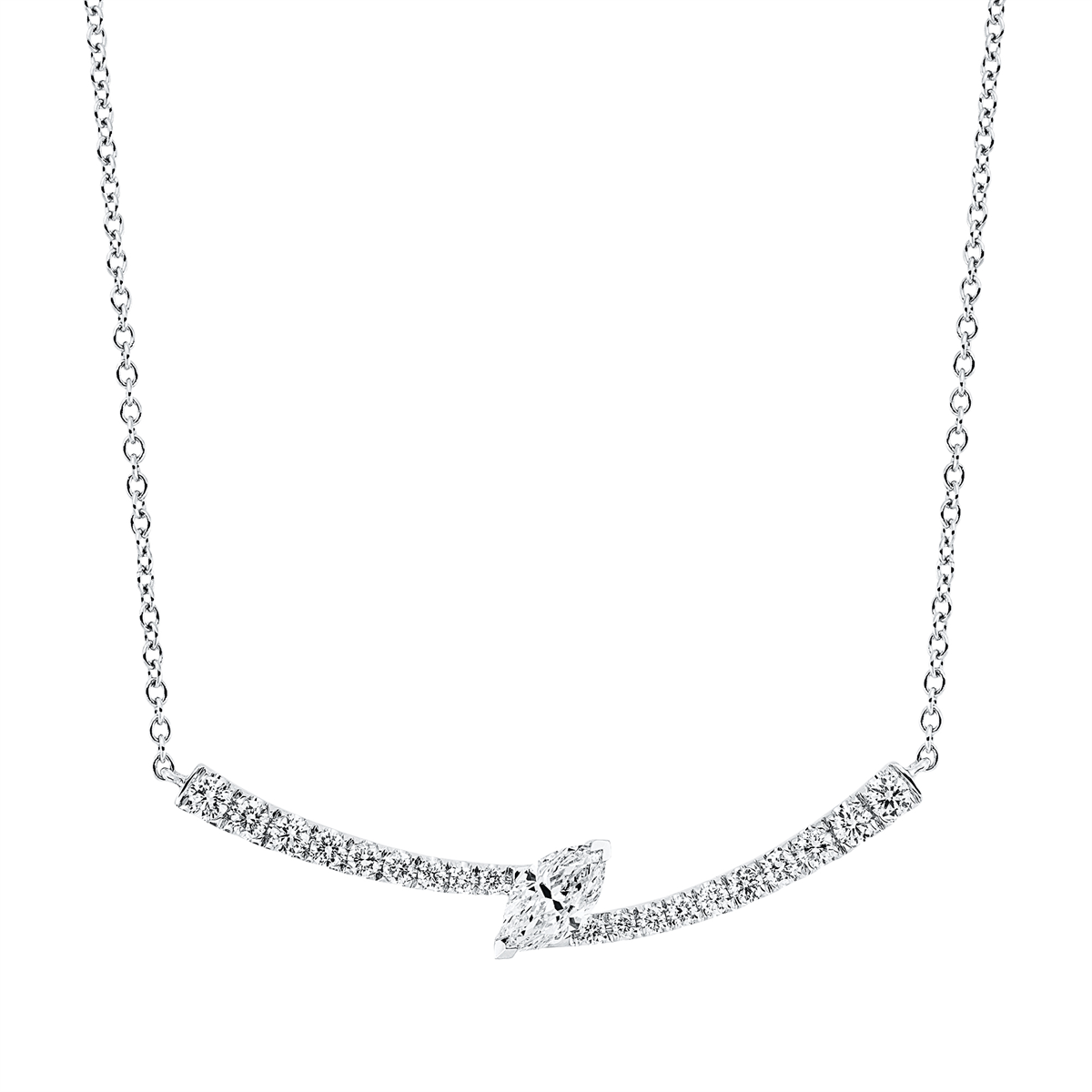 Collier 14 kt WG, mit ZÖ 43 cm