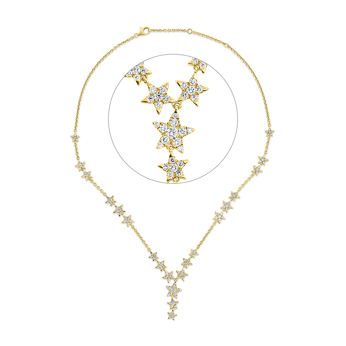 Collier  18kt Gelbgold  Stern mit 2,90ct Diamanten