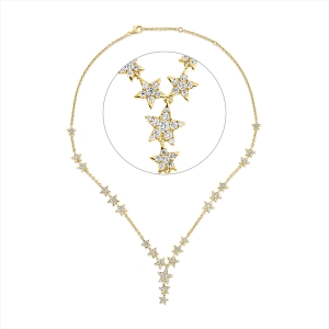 Collier  18kt Gelbgold  Stern mit 2,90ct Diamanten