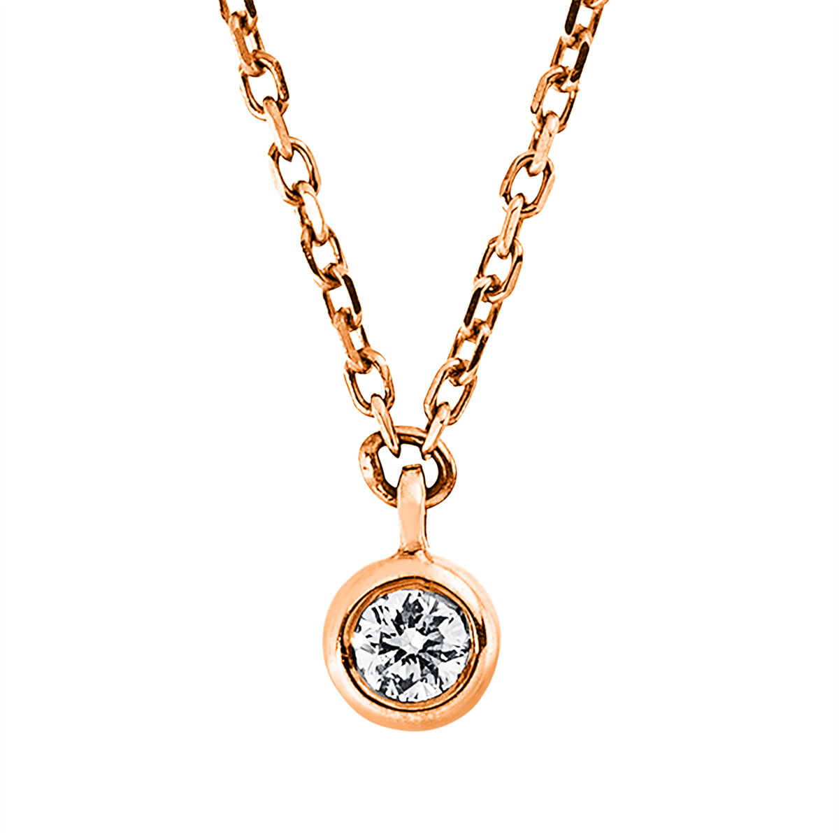 Solitaire Collier  18kt Rotgold mit 0,02ct Diamanten
