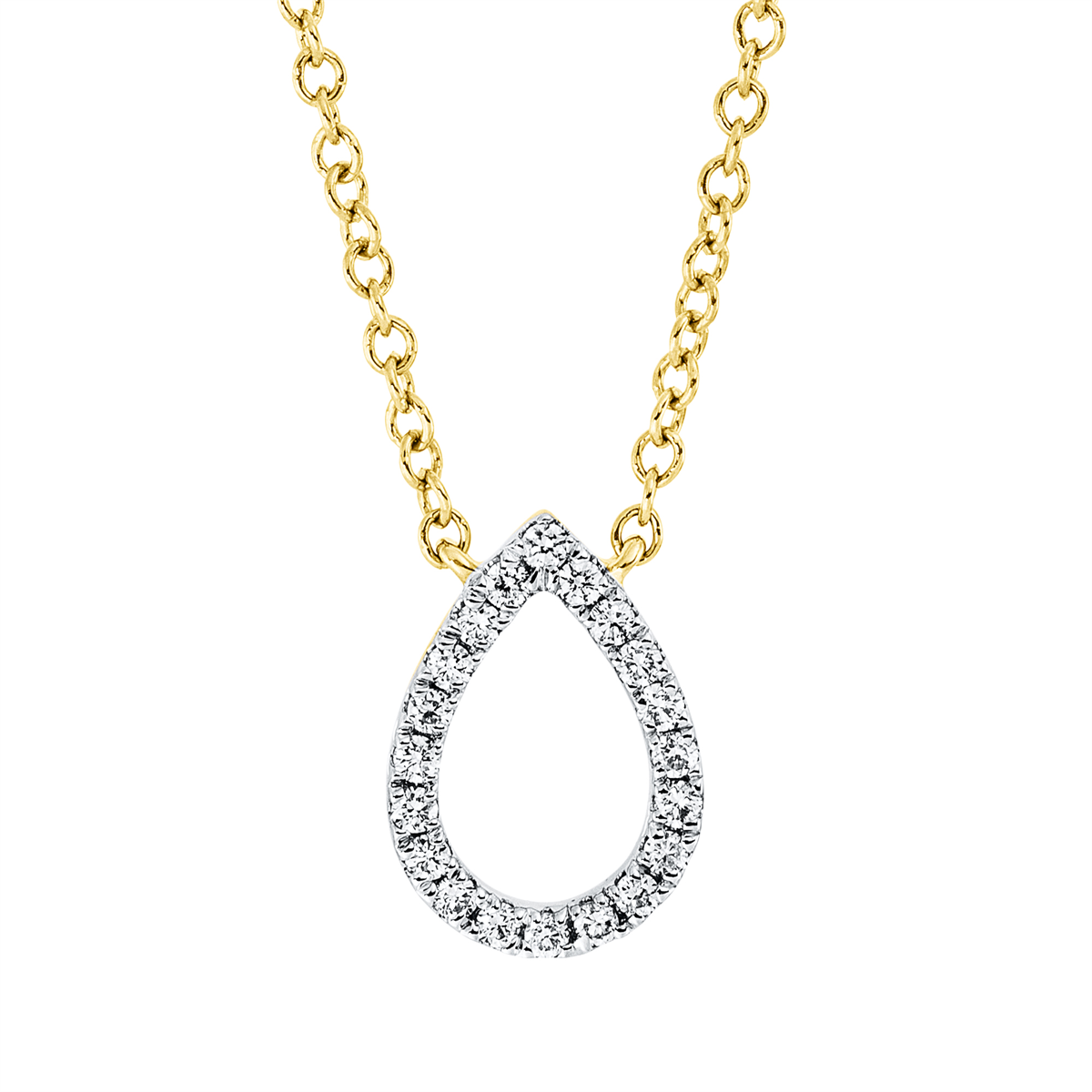 Collier 18 kt GG Tropfen, Fassung rhodiniert