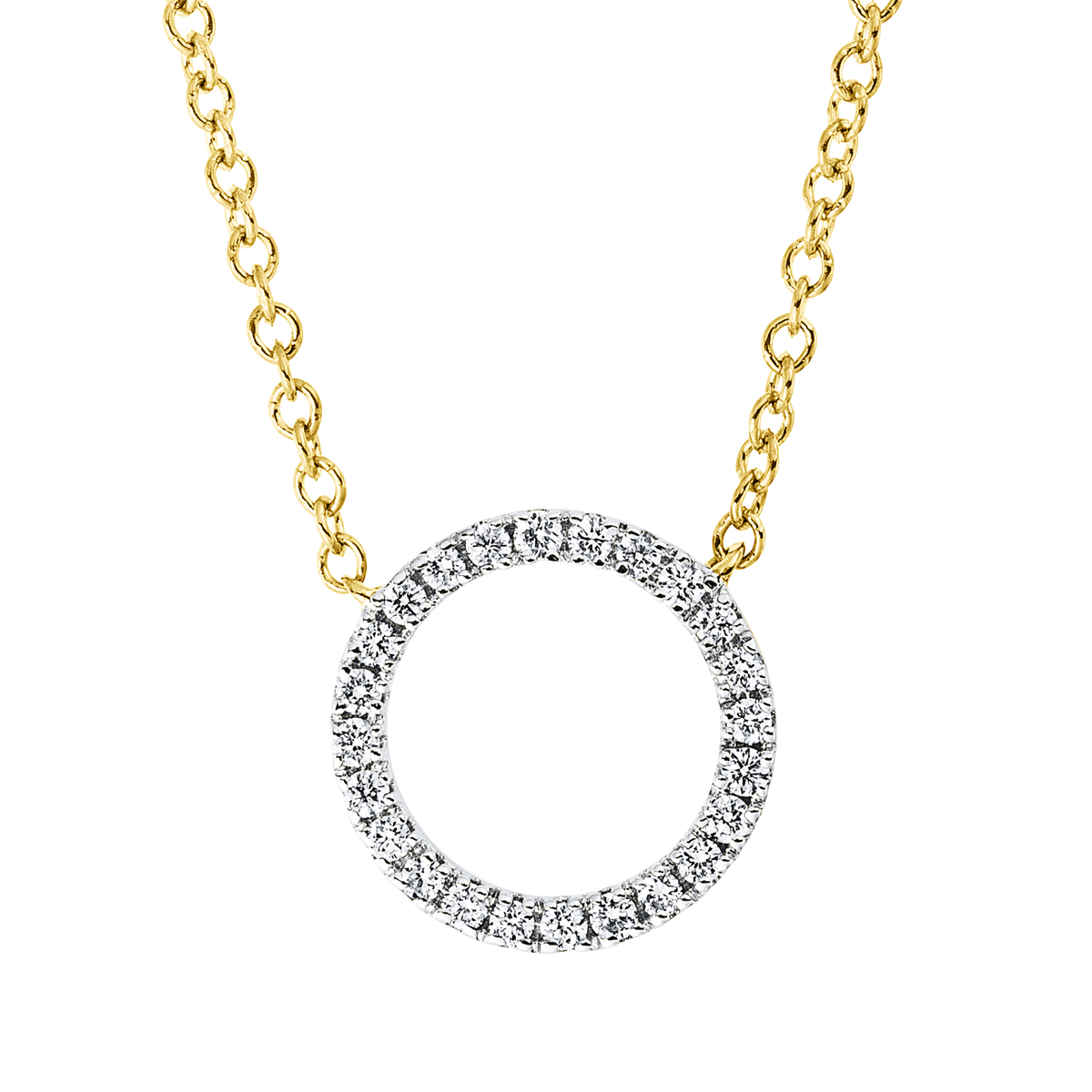 Collier 18 kt GG Kreis, Fassung rhodiniert