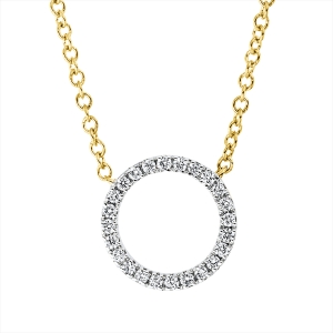 Collier 18 kt GG Kreis, Fassung rhodiniert