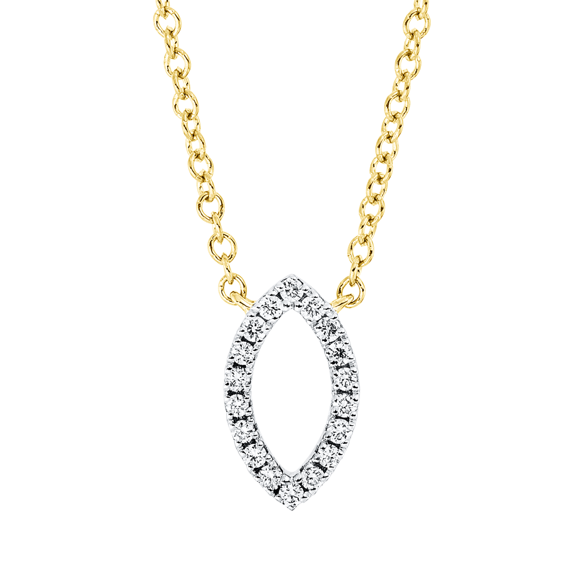 Collier 18 kt GG, Fassung rhodiniert