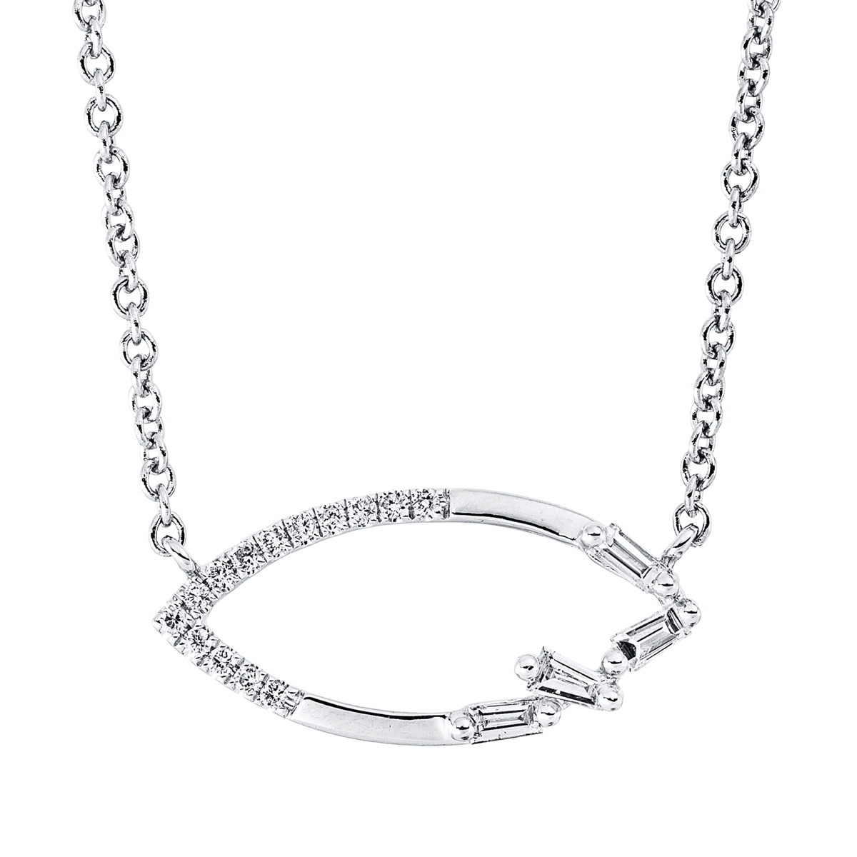 Collier 18 kt WG, mit ZÖ 40 cm + 43 cm