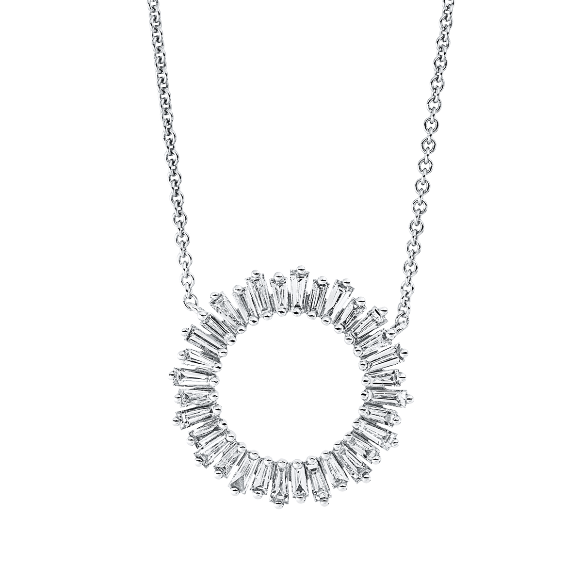 Collier 18 kt WG Kreis, mit ZÖ 40 cm + 43 cm